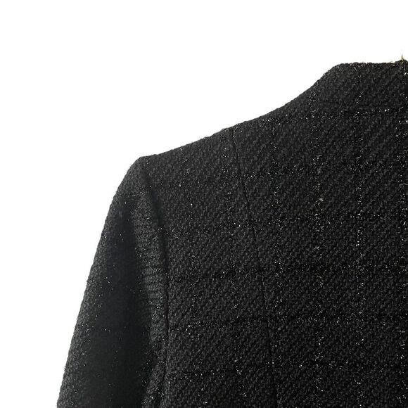 Victor Victor Alfaro Black Wool Blend Metallic Button Up Blazer Size 4 - Picture 6 of 10